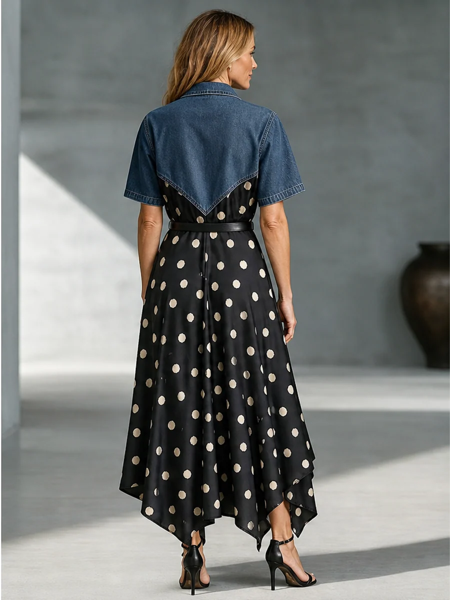 The Retro Remix: Denim Upper & Polka Dot Handkerchief Dress