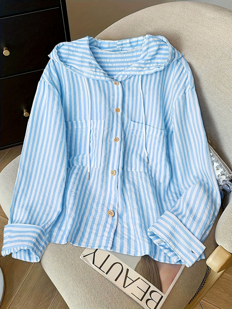 Casual Loose-fit Hooded Cotton Cardigan