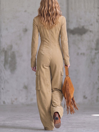 Boho-chic Stripe Linen Wide-Leg Jumpsuit