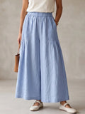 Women's Vintage-style Pleated Cotton-linen Wide-leg Trousers