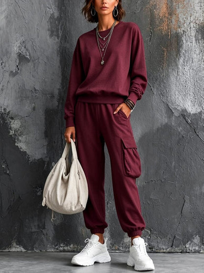 Cozy And Casual Cotton Sweatshirt And Pants Two-piece Set