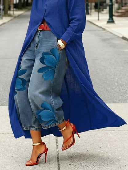 Casual Artistic-print Jeans