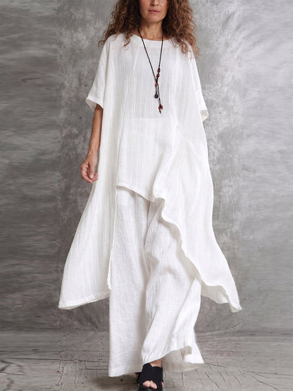 Casual Long Top And Pants Two-piece Set