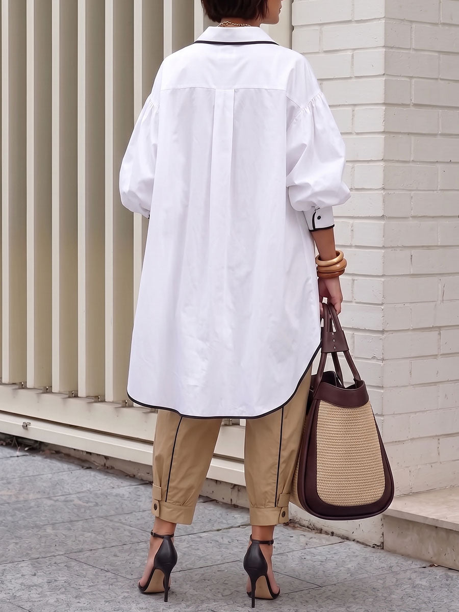 Women's high-waisted casual loose cotton and linen cropped trousers
