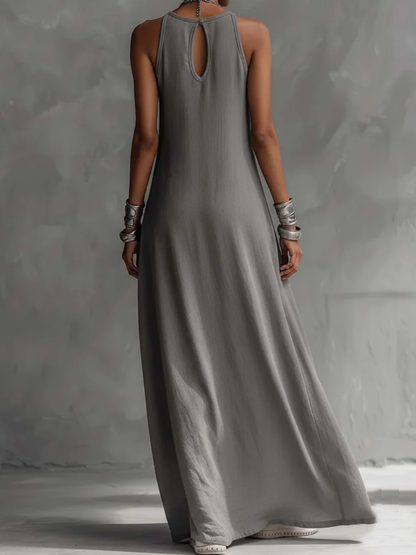 Casual And Cozy Color-blocked Cotton Dress