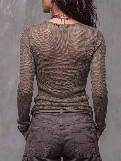 Earthy Boho-Chic Crossover Knit Top