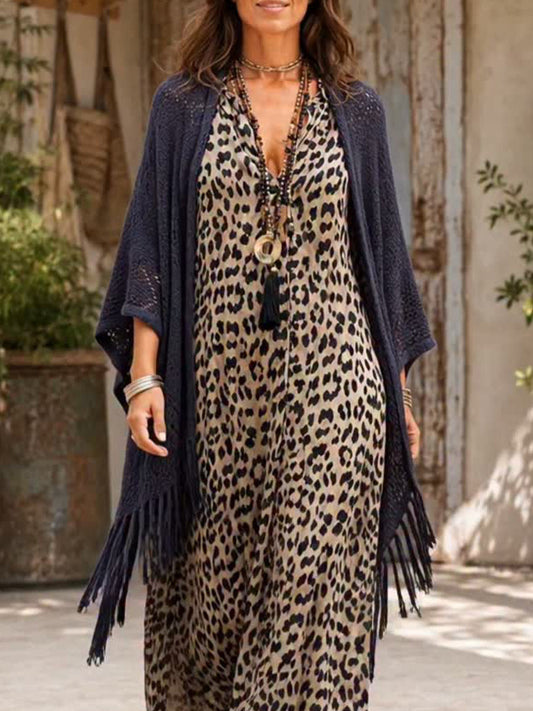 Bohemian Open-knit Tassel Shawl