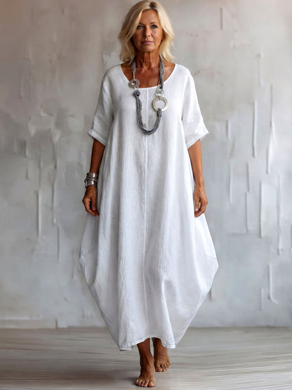Bohemian Silhouette Design Two-way Cotton-linen Dress