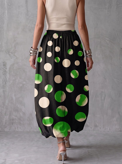 Vibrant Polka Dot Linen Harem Pants