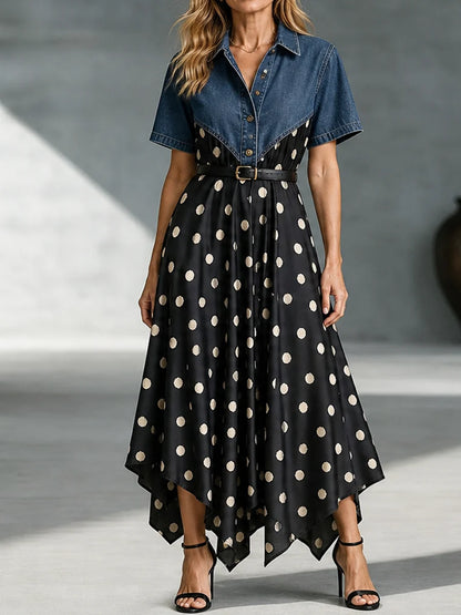 The Retro Remix: Denim Upper & Polka Dot Handkerchief Dress