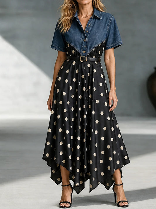 The Retro Remix: Denim Upper & Polka Dot Handkerchief Dress